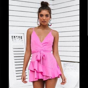 NWT Hello Molly Grenada Pink Playsuit Dress Romper Skort
